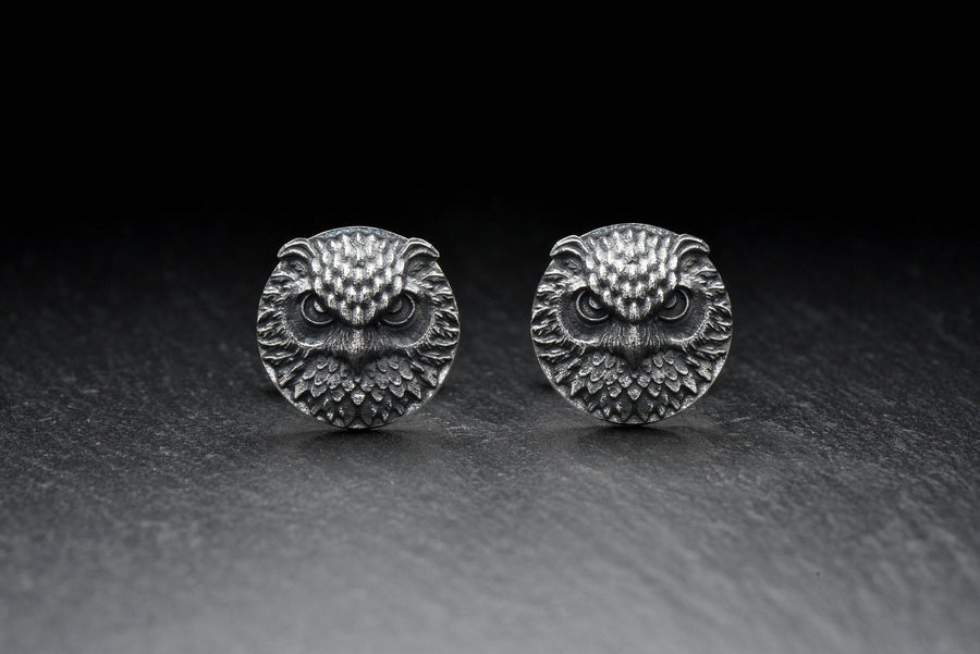 Oxidized Sterling Silver Owl Cufflinks: Animal Jewelry Gift (etsy image id: 7235945981)