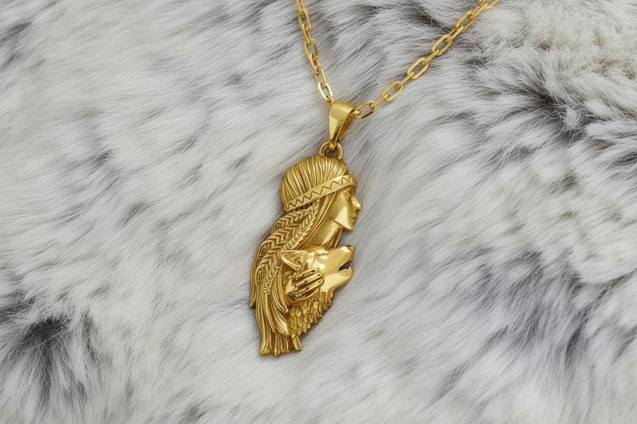 wolf talisman	Silver Wolf Necklace	Indian girl-wolf	girl-wolf	she-wolf pendant	she-wolf (etsy image id: 4619295292)