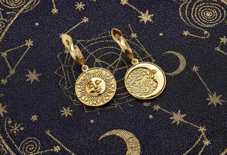 Sterling Silver Sun and Moon Earrings: Gothic Mythology Jewelry (etsy image id: 7245990335)