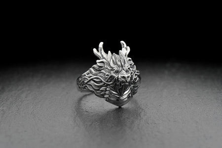 Sterling Silver Chinese Dragon Ring: Oxidized Fantasy Jewelry __etsy:7251587163