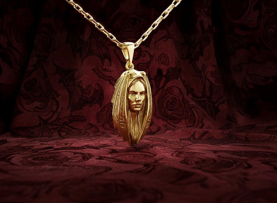 Sterling Silver Lady Vampire Pendant: Handmade Gothic Bat Necklace (etsy image id: 6087259465)