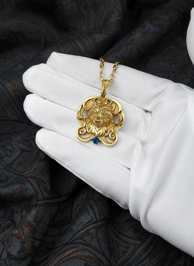 Sterling Silver Raccoon Pendant 925, Handmade Filigree Nature Animal Necklace Charm with Green Gem Accent, Chic Vintage Gift for Her or Him (etsy image id: 5795454733)