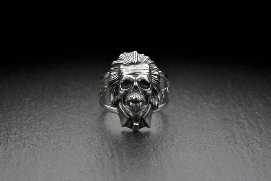 Handmade Albert Einstein Skull Sterling Silver Ring: Gothic Halloween Gift (etsy image id: 7257616828)