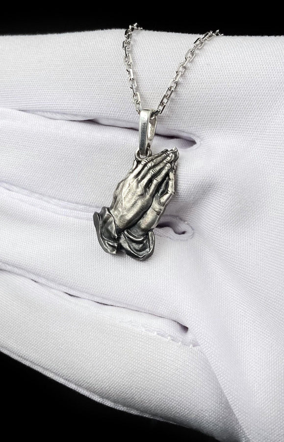 Sterling Silver Praying Hands Pendant: Gothic Religious Necklace (etsy image id: 5961976429)