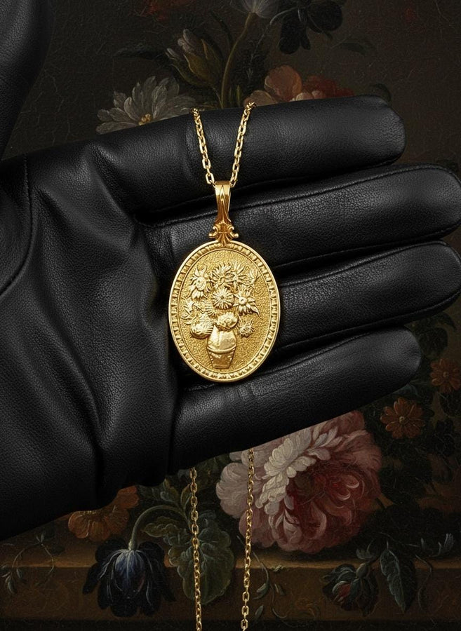 Sterling Silver Sunflower Pendant: Van Gogh Inspired Art Jewelry (etsy image id: 5823030594)