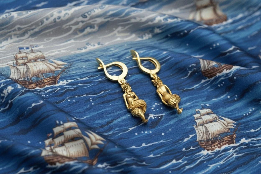 siren earring	mermaid gift	sea gift	siren	Oceanid	water nymph (etsy image id: 4370430061)
