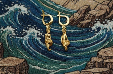 Sterling Silver Mermaid Dangle Earrings: Handmade Mythology Jewelry (etsy image id: 7260607119)