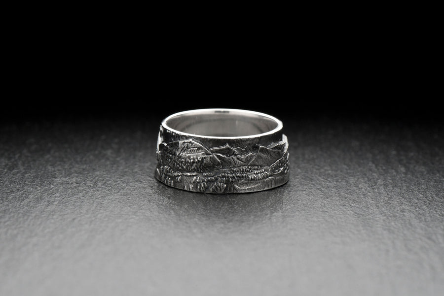 men jewelry	silver ring	band ring	Asia ring	Mount ring	River panoram ring	forest ring	rocks landscape	rocks ring	woodland ring	nature ring	nature	woodland (etsy image id: 7261118660)