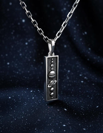 Sterling Silver Solar System Pendant Necklace: Oxidized Celestial Jewelry (etsy image id: 7261302092)