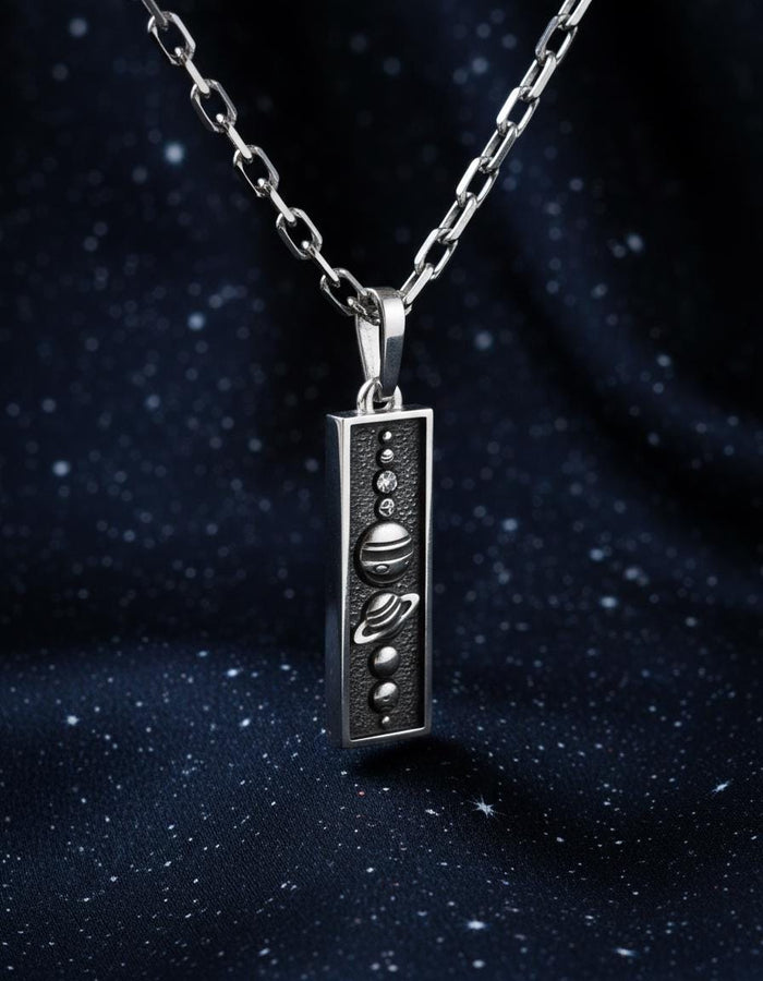 Sterling Silver Solar System Pendant Necklace: Oxidized Celestial Jewelry (etsy image id: 7309244039)
