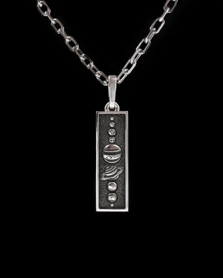 Sterling Silver Solar System Pendant Necklace: Oxidized Celestial Jewelry (etsy image id: 7309244039)