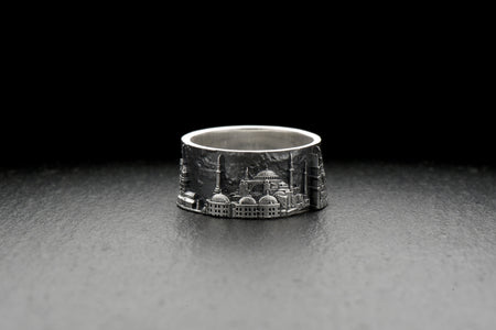Show your love for the historic city of Istanbul with this stunning cityscape ring! Crafted with sterling silver and featuring a detailed depiction of the Bosfor Bridge, this Istanbul ring is both beautiful and meaningful. (etsy image id: 7261950068)