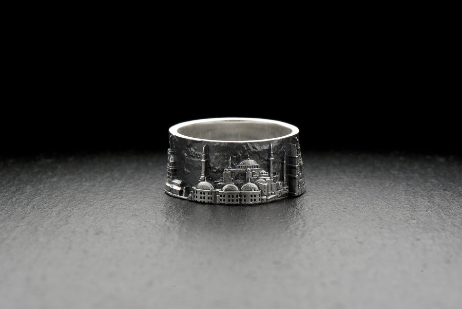 Show your love for the historic city of Istanbul with this stunning cityscape ring! Crafted with sterling silver and featuring a detailed depiction of the Bosfor Bridge, this Istanbul ring is both beautiful and meaningful. (etsy image id: 7261950068)
