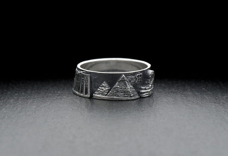 Introducing the stunning Egypt Cityscape Ring! This beautiful silver ring is crafted with sterling silver and features an intricate city skyline, perfect for any Ancient Egypt jewelry or souvenir fan. (etsy image id: 7261996608)