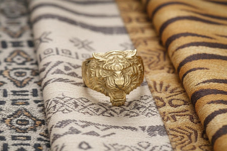 Sterling Silver Siberian Tiger Ring: Handmade Animal Jewelry