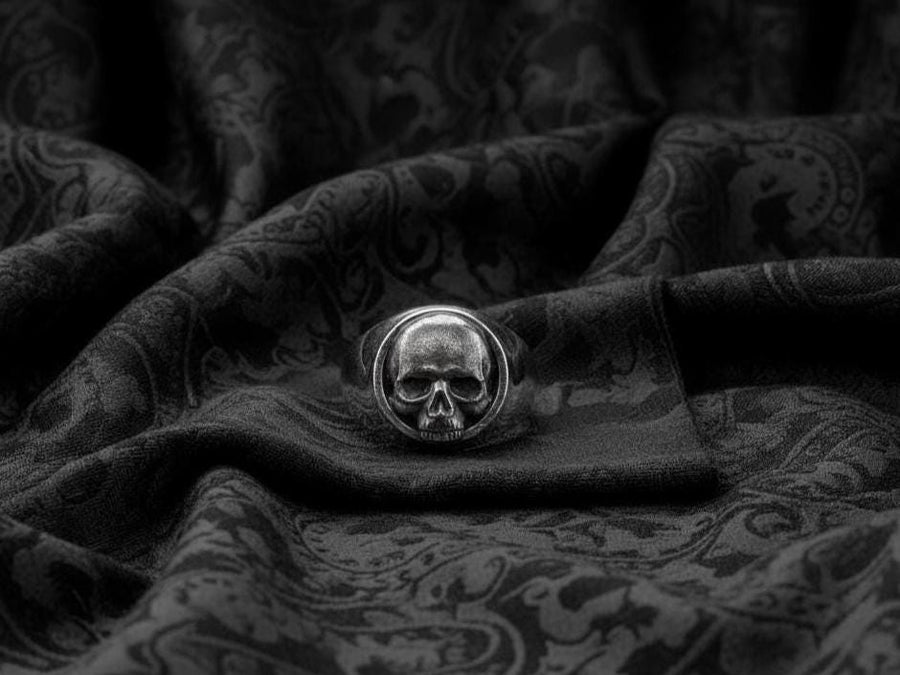 Handmade Sterling Silver Skull Ring: Oxidized Gothic Biker Jewelry (etsy image id: 4940848682)