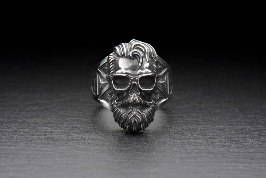 silver ring	Sterling silver ring	gift for her	gift for him	Skull	Skull ring	Silver Ring Hipster (etsy image id: 7296690951)