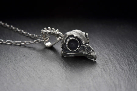 Sterling Silver Owl Skull Pendant: Gothic Handmade Jewelry (etsy image id: 7296712461)