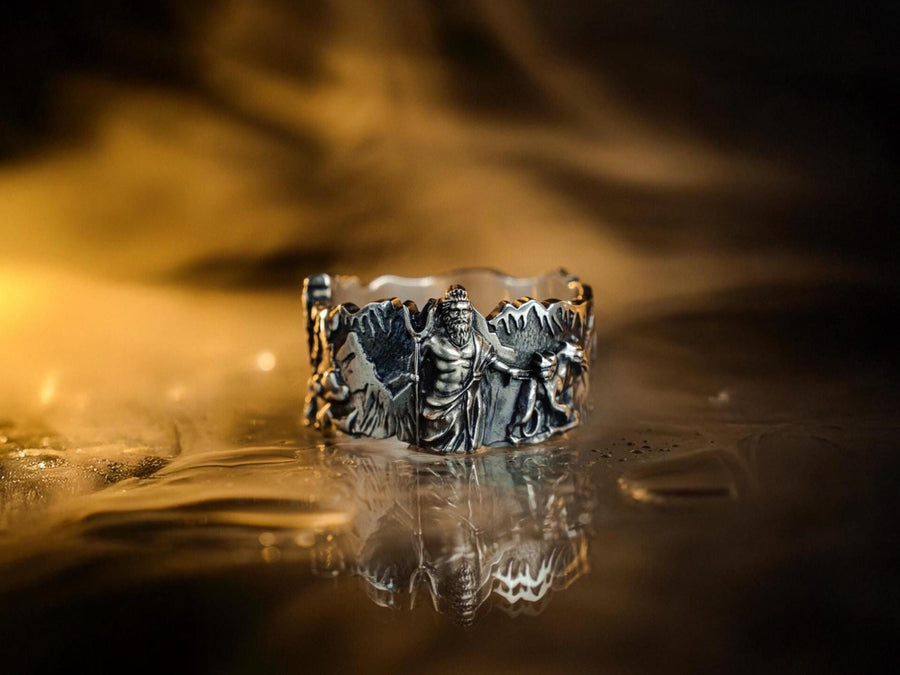 Sterling Silver Greek Gods Ring: Zeus, Poseidon, Hades Brutalist Jewelry (etsy image id: 6165057142)