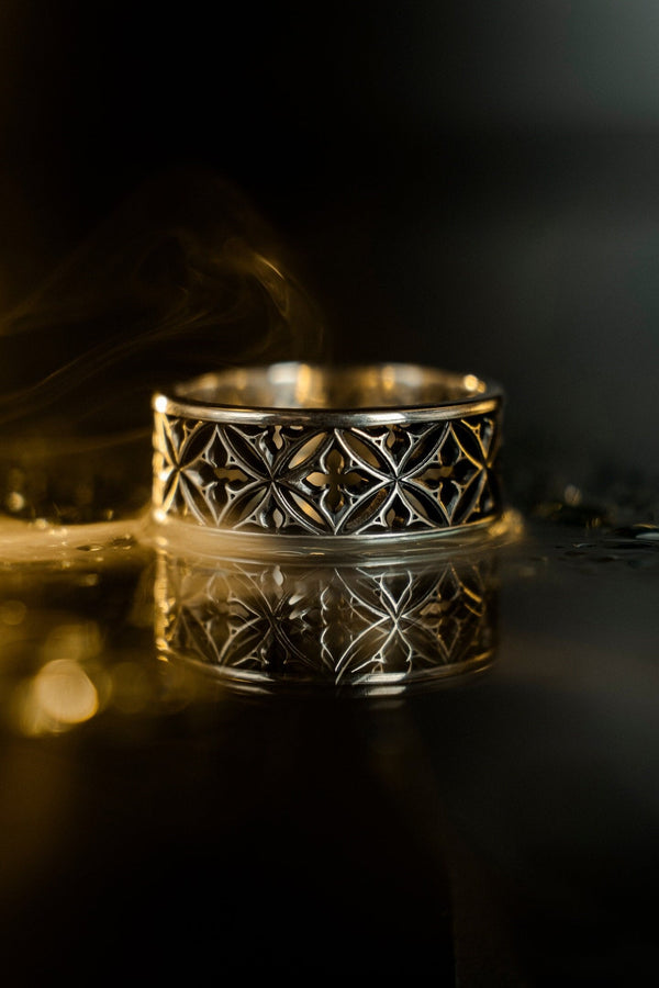 Sterling Silver Gothic Wedding Band: Cathedral Window Ring (etsy image id: 7305779499)