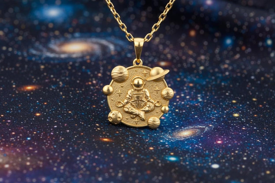 Sterling Silver Meditating Astronaut Pendant: Handmade Space Jewelry (etsy image id: 5228529533)