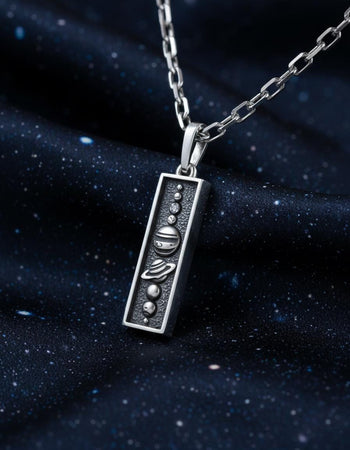 Sterling Silver Solar System Pendant Necklace: Oxidized Celestial Jewelry (etsy image id: 7309244039)