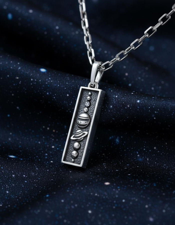 Sterling Silver Solar System Pendant Necklace: Oxidized Celestial Jewelry (etsy image id: 7309244039)