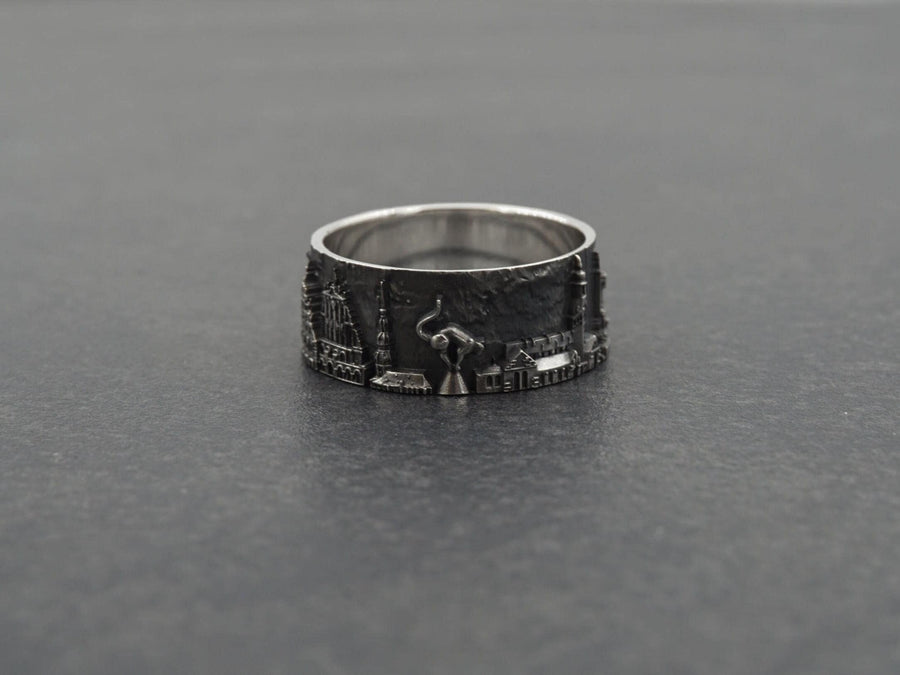 men jewelry	sterling silver ring	band ring	Latvia Cityscape	Latvia souvenir	Latvia memory	Lettland-Ring	Bague Lettonie	Riga Cityscape	Riga cat	Riga souvenir	latvia	latvia ring (etsy image id: 7336702254)