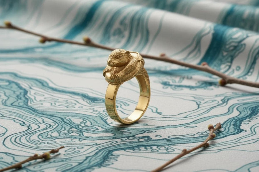 silver ring	men gift	platypus lover	platypus	gift	Otterring	otter	beaver	beaver ring	badger	muskrat	anello di lontra	bague loutre