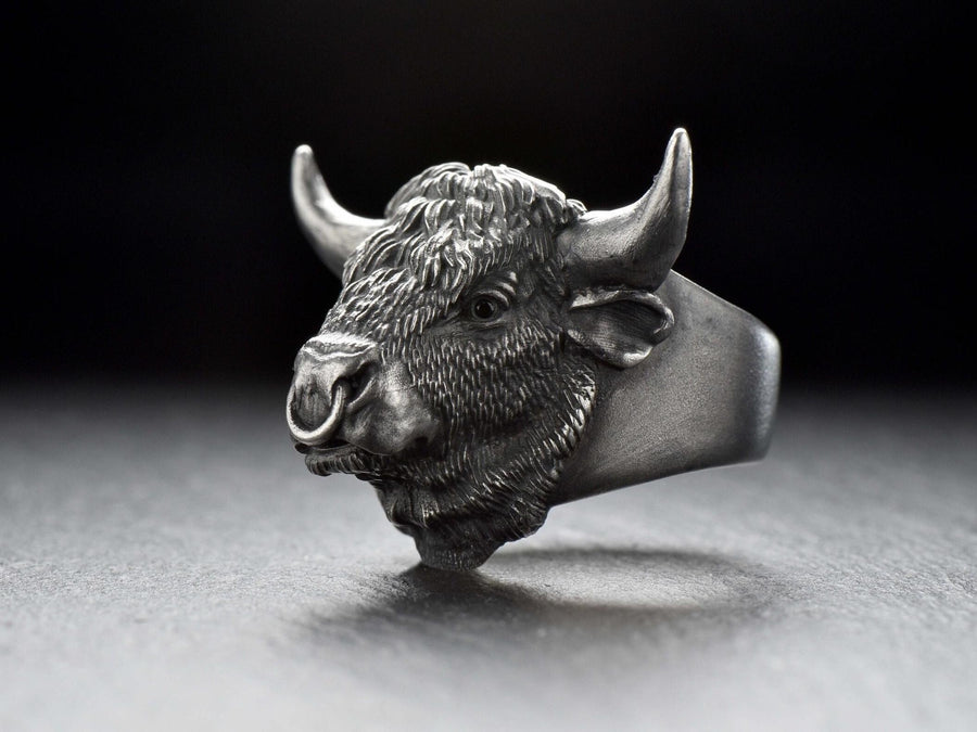 Sterling Silver Bull Ring: Handmade Animal Jewelry, Taurus Ring