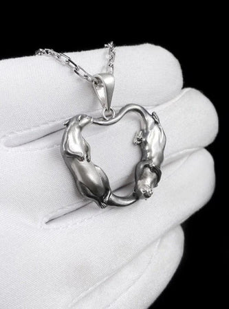 Sterling Silver Otter Heart Pendant – Otter Couple Necklace, Animal Totem Jewelry, Otter Lovers Gift, 925 Silver Handmade Pendant (etsy image id: 7339805334)