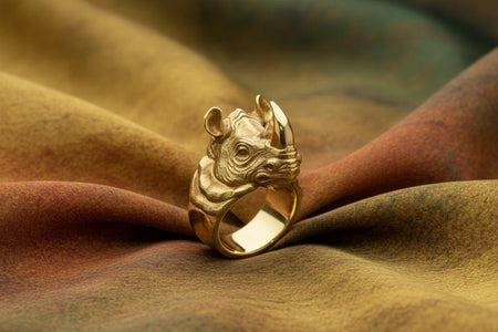Sterling Silver Rhino Ring, Handcrafted Animal Jewelry Symbolizing Strength and Protection, Unique Statement Gift for Him or Nature Lovers