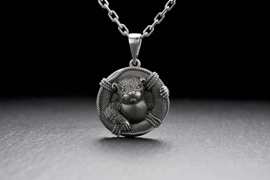Silver pendant	Otter jewelry	Otter necklace	otter lovers	otter silver pendant	otter pendant	sea otter	sea otter pendant	otter gift	marine life jewelry	ocean lover gift	smiling otter	lover otter necklace (etsy image id: 7346572922)