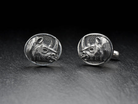 Sterling Silver Rhino Cufflinks, Animal Jewelry Gift (etsy image id: 7349262118)
