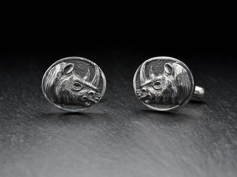 Sterling Silver Rhino Cufflinks, Animal Jewelry Gift (etsy image id: 7349262118)