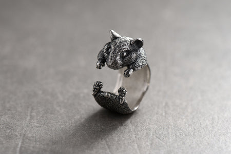 Sterling Silver Hamster Ring: Handmade Animal Jewelry