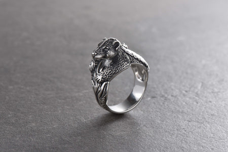 Sterling Silver Skunk Ring: Handmade Animal Totem Jewelry