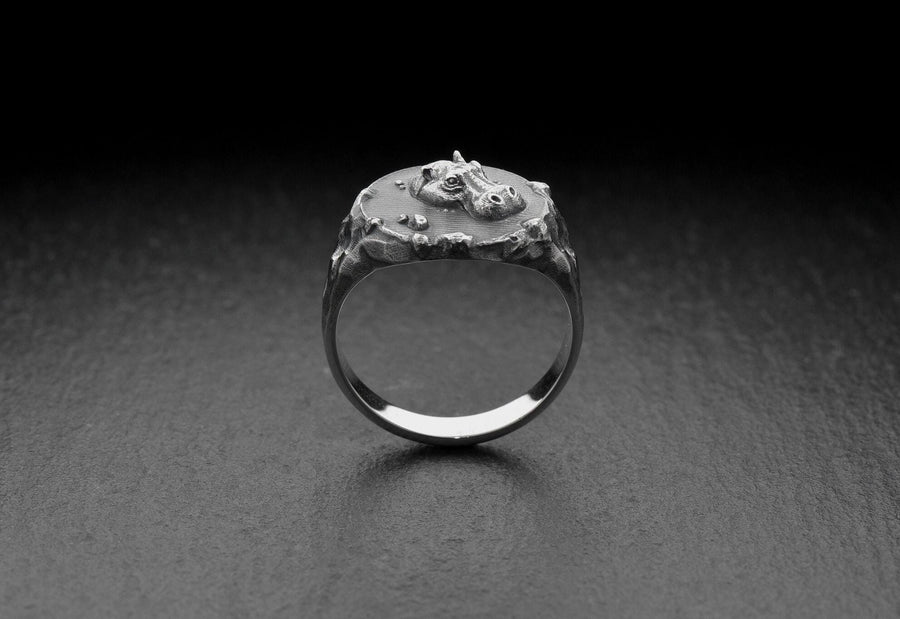 Handmade Sterling Silver Hippo Ring: Animal Totem Jewelry (etsy image id: 7349452434)