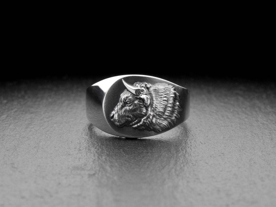 Signet ring	silver signet ring	men ring	men jewelry	bull silver ring	brutal bull ring	bull jewelry	jewelry for men	bague avec taureau	Ring mit Stier	animal ring	bull ring	bull (etsy image id: 7349586104)