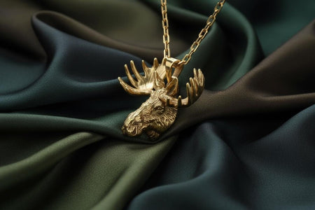 Sterling Silver Moose Head Pendant: Handmade Elk Necklace