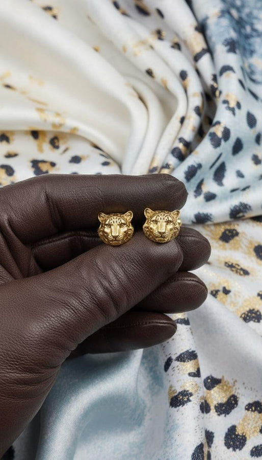 Oxidized Sterling Silver Snow Leopard Earrings: Handmade Animal Jewelry (etsy image id: 7398426705)
