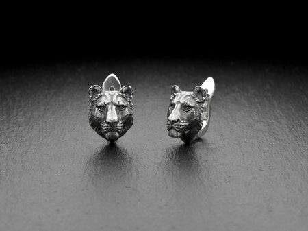 Lioness Earrings – Sterling Silver Gothic Wildlife Leverbacks | Feline Totem Jewelry (etsy image id: 7350766500)