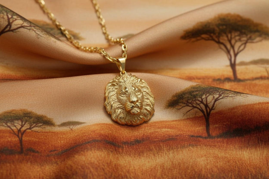 Sterling Silver Lion Head Pendant: Handmade Wild Cat Necklace