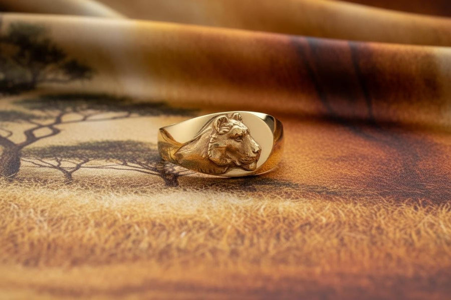 Signet ring	silver signet ring	lion silver ring	lioness silver ring	lio	lioness	lion king	gift for her	lioness ring	wild cat ring	lioness signet	lion	safari (etsy image id: 7400457093)