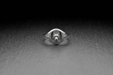Signet ring	silver signet ring	Lion head jewelry	wild cat jewelry