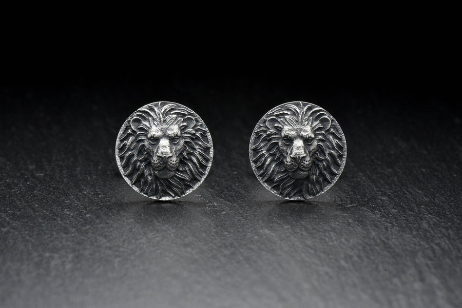Sterling Silver Lion Cufflinks: Oxidized 925 Silver Animal Jewelry (etsy image id: 7352855294)