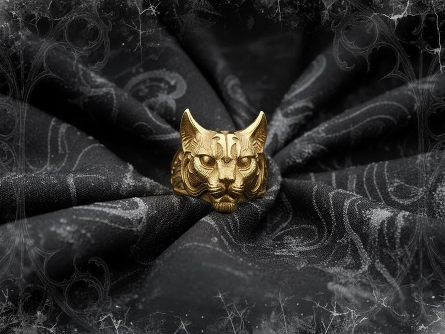 Gothic Lynx Silver Ring – Sterling Spirit Animal Jewelry | Intuition, Mystery, and Wild Elegance (etsy image id: 7400850703)