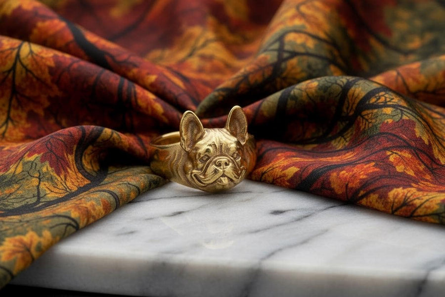silver ring	dog ring	gift for him	dog lover	dog gift	jewelry	Ring French Bulldog