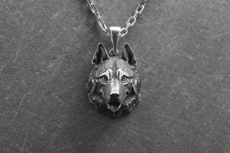 This pendant is made of high quality silver and will be a wonderful decoration for dog and husky lovers in particular. The pendant depicts a beautiful husky that will amaze with its beauty and expressiveness. (etsy image id: 7354046820)