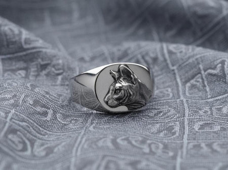 Sterling Silver Sphynx Cat Signet Ring: Handmade Pet Jewelry (etsy image id: 7358474182)
